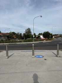 Bollard and shared pedestrian and cycle path installation